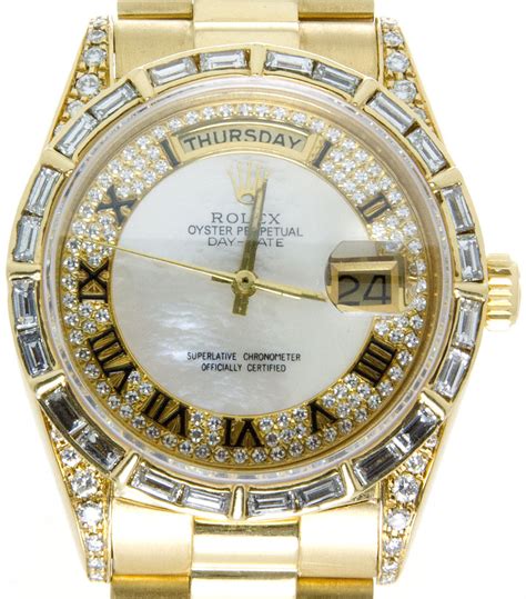 rolex president baguette bezel|Rolex diamond set.